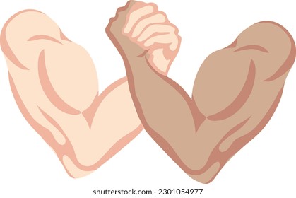 Vector drawing of two muscular arms in arm wrestling