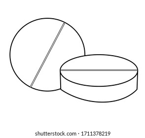 vector drawing of two pills on a white background, flat graphics, icon