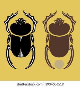 Vector drawing: two sacred ancient Egyptian scarab