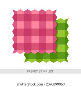 Vektorgrafik. Zwei Quadrate aus Tartan-Stoff auf weißem Hintergrund. Illustration für Bildung und Unterhaltung. Für Magazine, Bücher, Karten.