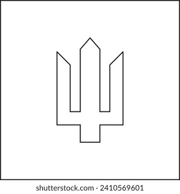 Vector drawing Ukrainian trident, contour color black flat style