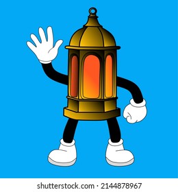 a vector drawing of a unique character candle lantern on a white background