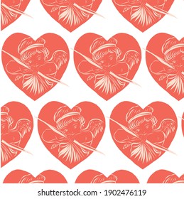 Vector drawing for Valentine's Day. Pattern design for wrapping paper. 