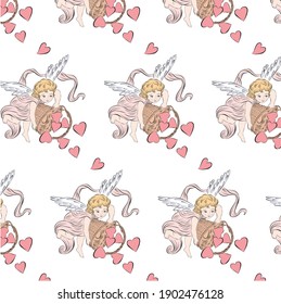 Vector drawing for Valentine's Day. Pattern design for wrapping paper. 