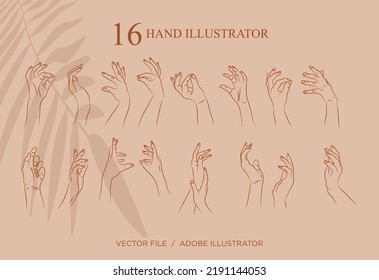 vector drawing of various kinds of hand gestures