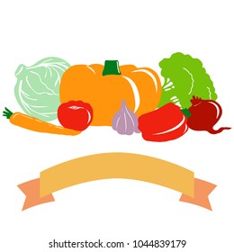 vector drawing vegetables with label, hand drawn illustration