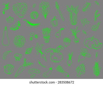 Vector drawing vegetables set