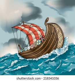 Vector drawing Viking/Long Ship/