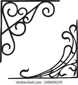 Vector drawing of the vintage architectural details in shape of decorative corners