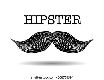 Vector drawing of vintage human mustaches. Retro image.