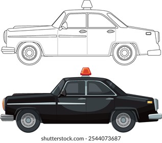 Vector drawing of a vintage police car