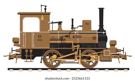 Dibujo de Vector de una locomotora de vapor de ferrocarril vintage en estilo de dibujos animados