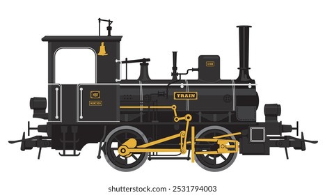 Dibujo de Vector de una locomotora de vapor de ferrocarril vintage en estilo de dibujos animados