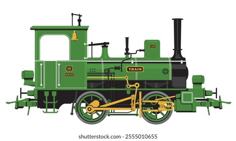 vector drawing of a vintage railway steam locomotive in cartoon style