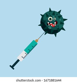 Vector drawing of virus infecting the bacteria