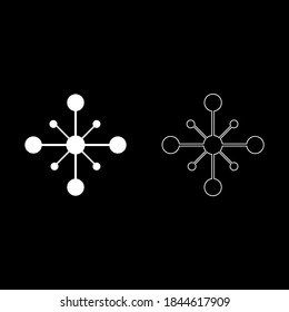 Vector drawing virus, silhouette and contour color white flat style