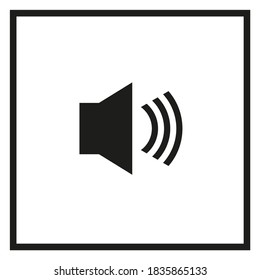Vector drawing volume on sound, silhouette color black  flat style