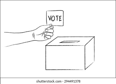 Vector drawing Vote ballot with box.