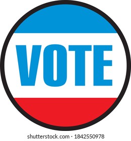 Vector drawing of the "VOTE" emblem in the colors of the American flag. Perfect for printing on T-shirts, posters, wall murals, wall murals, mugs, glasses, sun loungers, banners, roll-ups ant other.