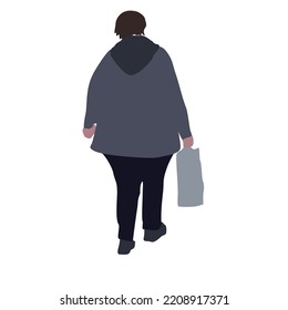 Dibujo vectorial de una mujer que camina en ropa de otoño. Imagen plana. Infografía de la ciudad