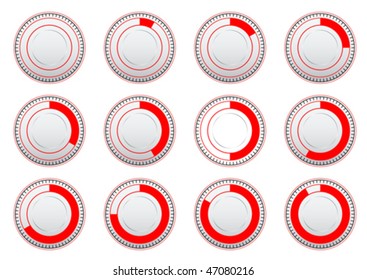 Vector drawing wall clock. Isolated object on a white background