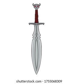 Dibujo vectorial de una espada de guerra con mango de cráneo.