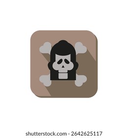 Vector drawing warrior skull colorful flat syle