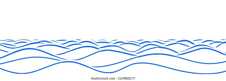 Vektorgrafik von Wellen auf dem Meer, einzeln auf weißem Hintergrund