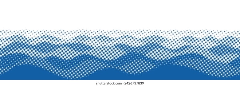 Vector drawing of waves on the sea, seamless border, natural background, abstraction