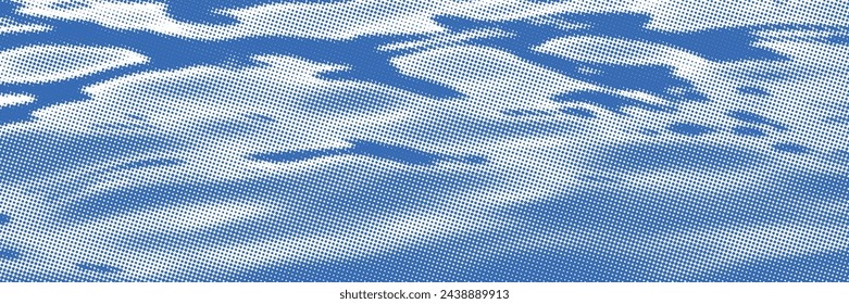 Dibujo vectorial de las olas en el mar. Fondo de puntos de semitonos vectoriales, efecto de punto desvanecido.