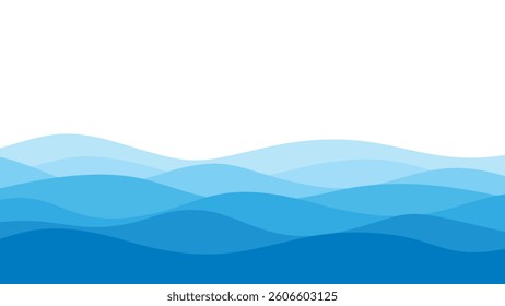 Vector drawing of waves on the sea, natural background, abstraction