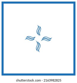 Vector drawing wavy cross, contour color blue