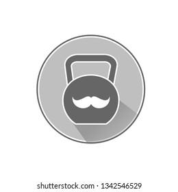 Vector drawing weight with mustache, color gray and white flat style