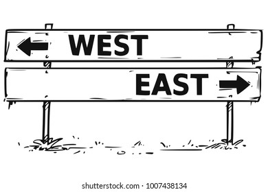 Vector drawing of west or east road block arrow sign.
