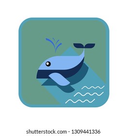 Vector drawing whale of color flat style