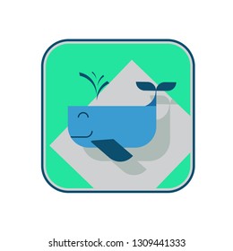 Vector drawing whale of colorful flat style