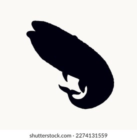 Vector drawing. Whale swims in the sea