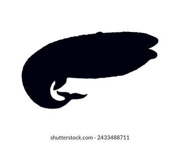 Vector drawing. Whale swims in the sea