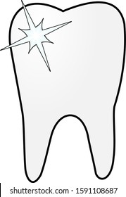 Vector drawing white healthy tooth whith star