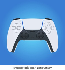 Vector drawing of a white new generation DualSense wireless gamepad for Sony Playstation 5 game console