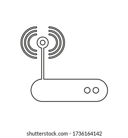 Vector drawing Wi-Fi router emitting signal, contour color black