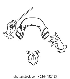 vector drawing of a wig and conductor's hands