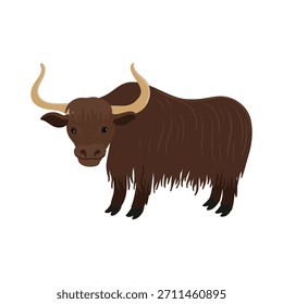 Vektorgrafik von wildem Yak , Bos mutus einzeln auf weißem Hintergrund, handgezeichnete Illustration