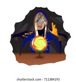 A vector drawing will work for a Halloween bunch the witch works with the magic sphere.