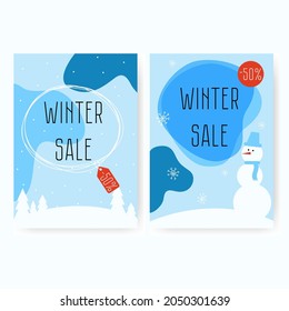 vector drawing of winter sale in blue color