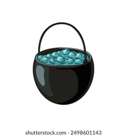 vector drawing witch cauldron with poison, hand drawn halloween illustration