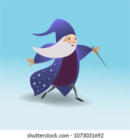 Vector drawing of wizard using wand