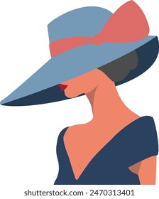 Dibujo de Vector, mujer en sombrero plano