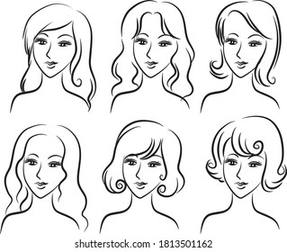 vector drawing Women's Hairstyle Series