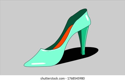 vector drawing women's high heel shoes mint green color